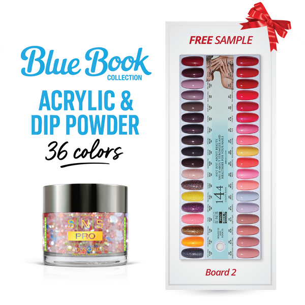 sns cosmetics SNS Pro Dipping & Acrylic Powder - Set 36 Colors - Board 2 (037-072) - Tiffany Blue Collection