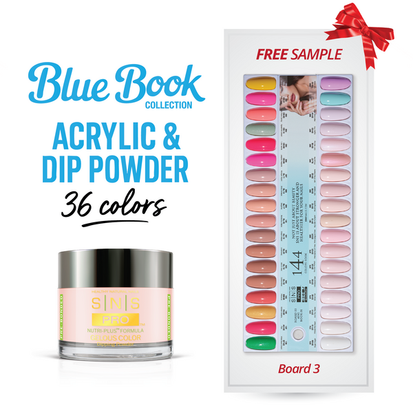 sns cosmetics SNS Pro Dipping & Acrylic Powder - Set 36 Colors - Board 3 (073-108) - Tiffany Blue Collection