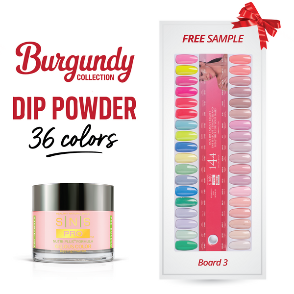 sns cosmetics SNS Pro Dipping Powder - Set 36 Colors - Board 3 (073 - 108) - Burgundy Collection