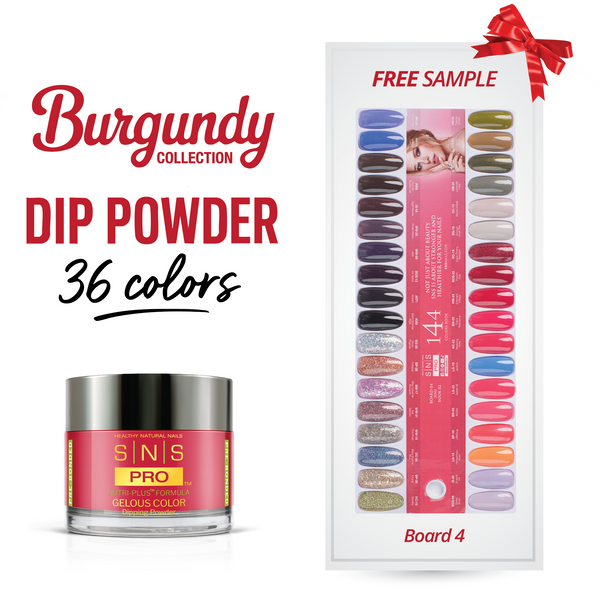 sns cosmetics SNS Pro Dipping Powder - Set 36 Colors - Board 4 (109 - 144) - Burgundy Collection