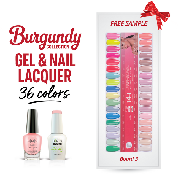 sns cosmetics SNS Pro Gel Nail Polish Duo - Set 36 Colors - Board 3 (073 - 108) - Burgundy Collection