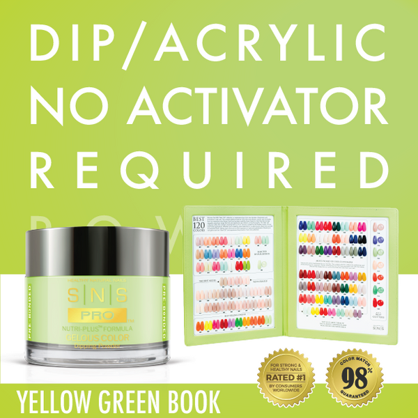 sns cosmetics SNS Pro - Yellow Green Book Collection - Dip/Acrylic/No Activator Required Powder - 30 Colors Bundle - Board 2