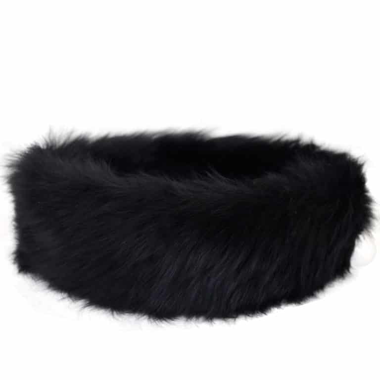 snugrugs Alexi – Ladies Long Sheepskin Ski Headband – Black