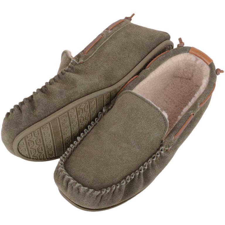 Snugrugs Berber Fleece Moccasin With Leather Trim – Owen