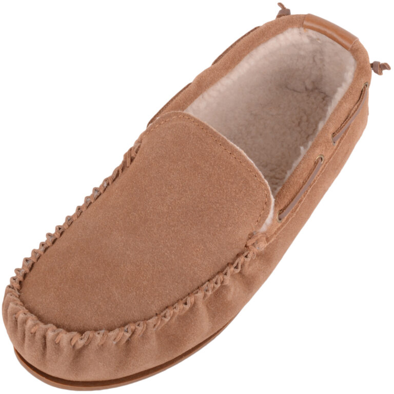 snugrugs Berber Fleece Moccasin with Leather Trim – Owen