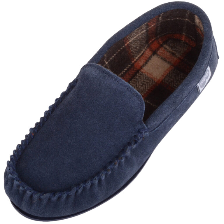 snugrugs Cotton Lined Suede Moccasin Rubber Sole – Leo