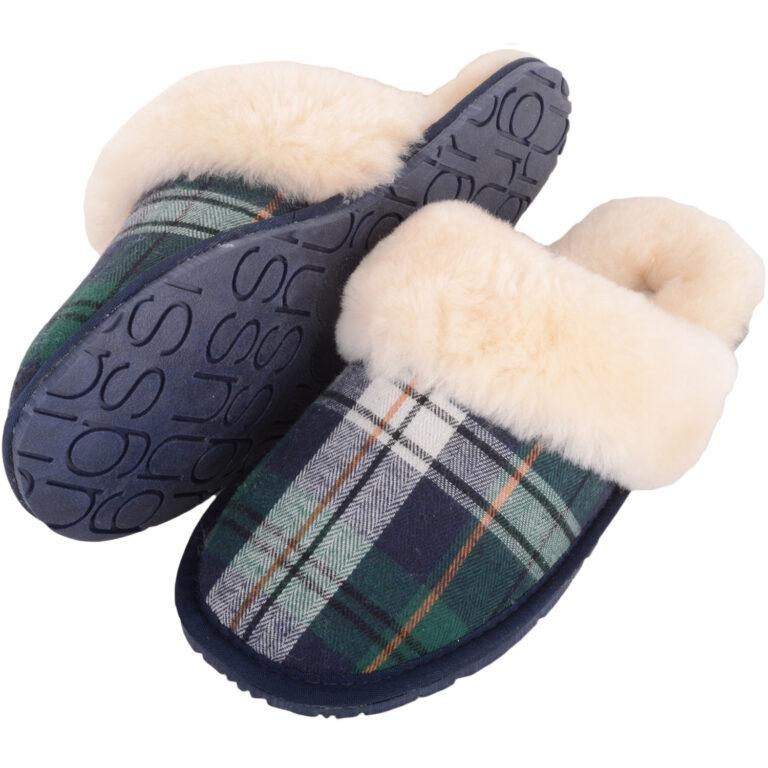 Snugrugs Ladies Checked Sheepskin Snuggle Mule Slipper – Esme
