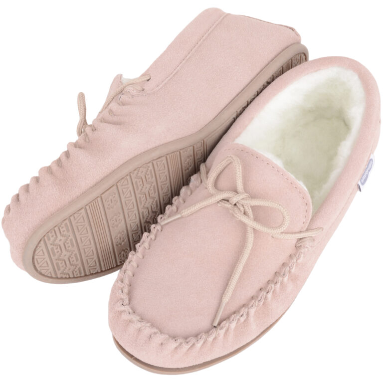 Snugrugs Ladies Suede Moccasin Slipper – Wool Lined – Clara