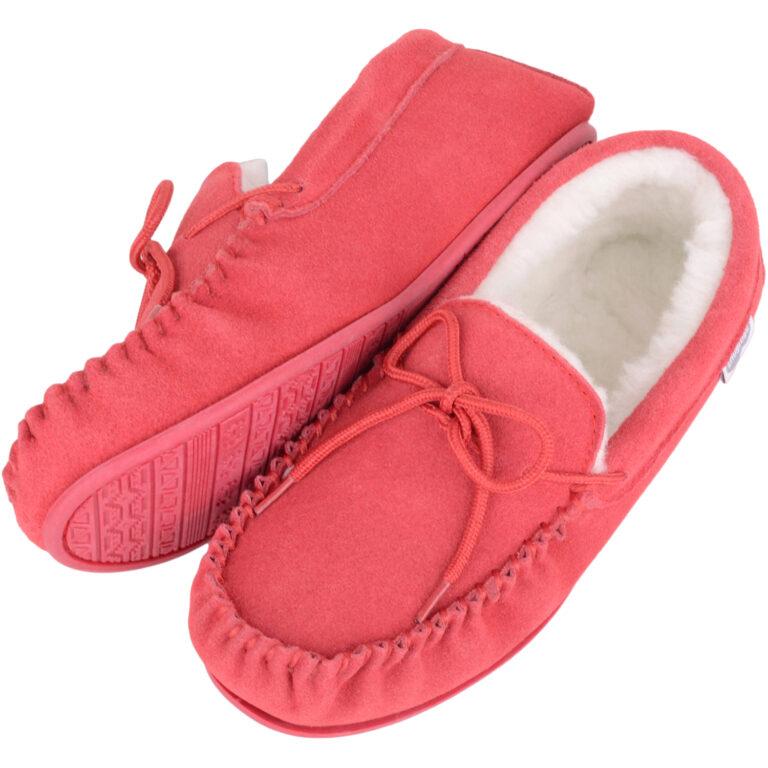 Snugrugs Ladies Suede Moccasin Slipper – Wool Lined – Clara