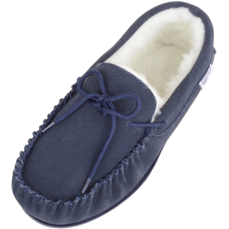 snugrugs Ladies Suede Moccasin Slipper – Wool Lined – Clara