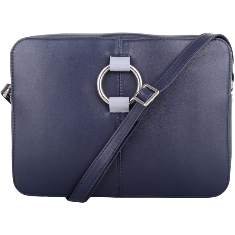 Snugrugs Ladies Womens Cross Body Shoulder Soft Leather Metal Ring Contrast Handbag