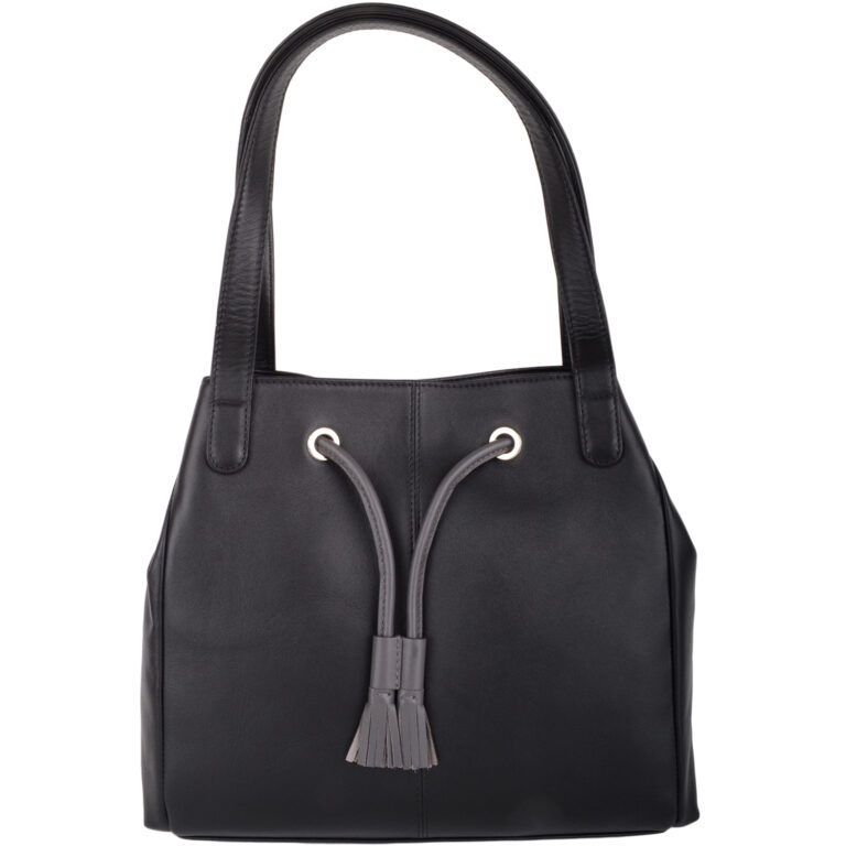 snugrugs Ladies Womens Leather Contrast Draw String Shoulder Handbag