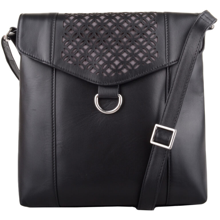 snugrugs Ladies Womens Leather Cut Detail Magnetic Flap Fastening Adjustable Strap Cross Body Shoulder Hand Bag