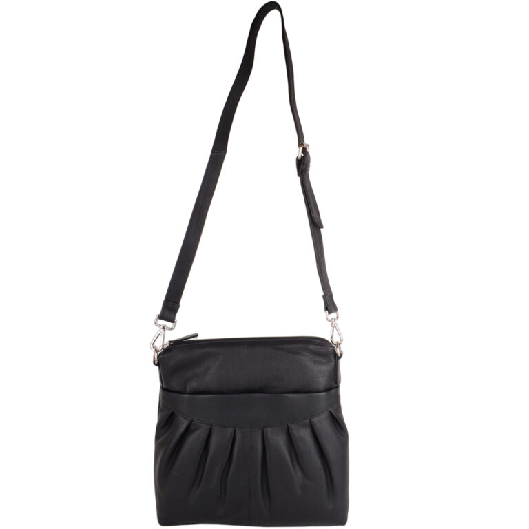 Snugrugs Ladies Womens Soft Leather Ruched Detail Detachable Strap Cross Body Shoulder Handbag