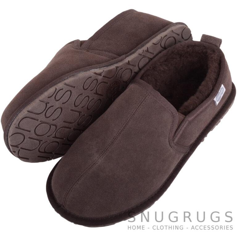 Snugrugs Men’s Sheepskin Slippers – Rubber Sole – Jasper