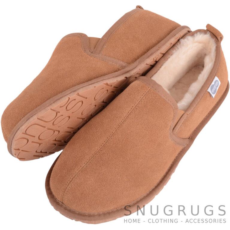 Snugrugs Men’s Sheepskin Slippers – Rubber Sole – Jasper