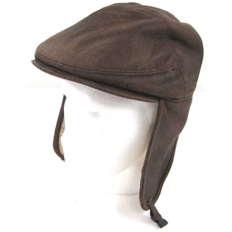 snugrugs Nappa Leather Shooting Hat Sheepskin Inner – Brown Forest
