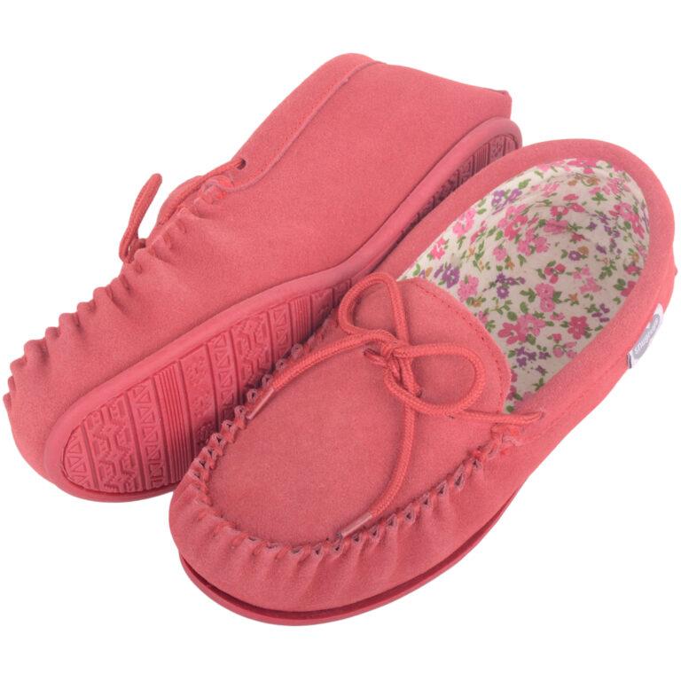 Snugrugs Ladies Cotton Lined Suede Moccasin – Grace