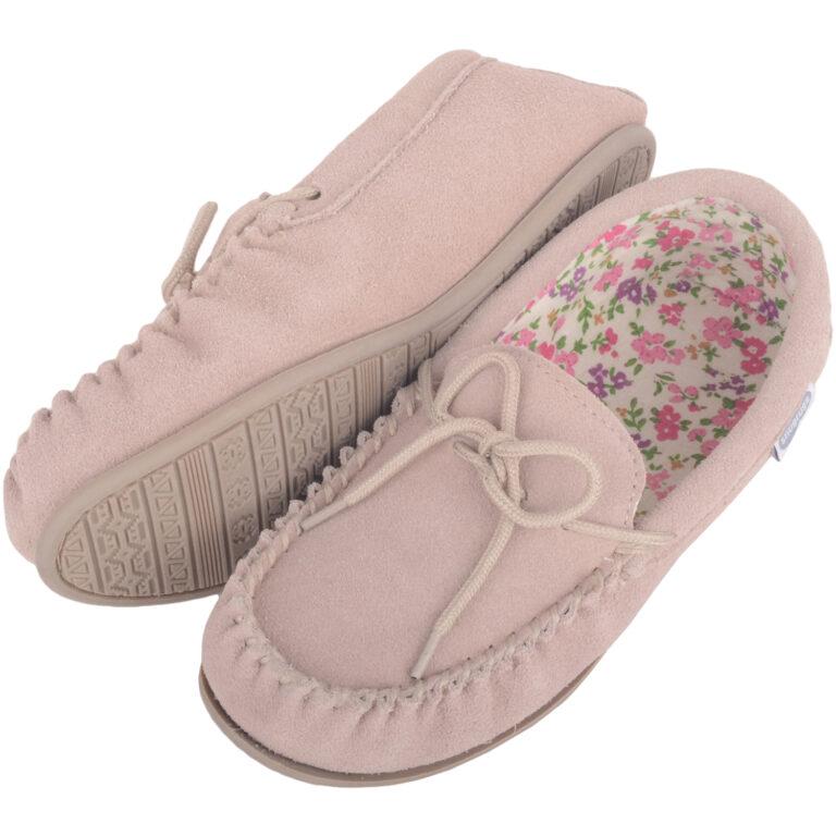Snugrugs Ladies Cotton Lined Suede Moccasin – Grace