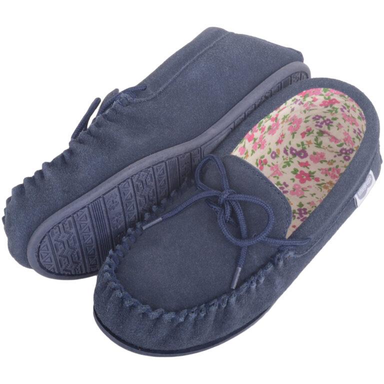 Snugrugs Ladies Cotton Lined Suede Moccasin – Grace