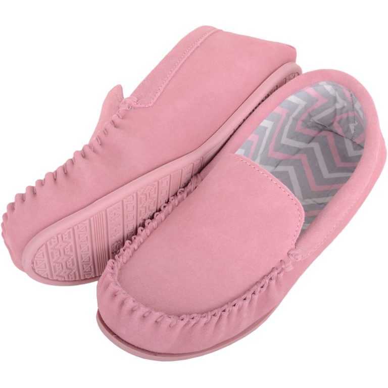 Snugrugs Ladies Fabric Lined Suede Moccasins – Ffion