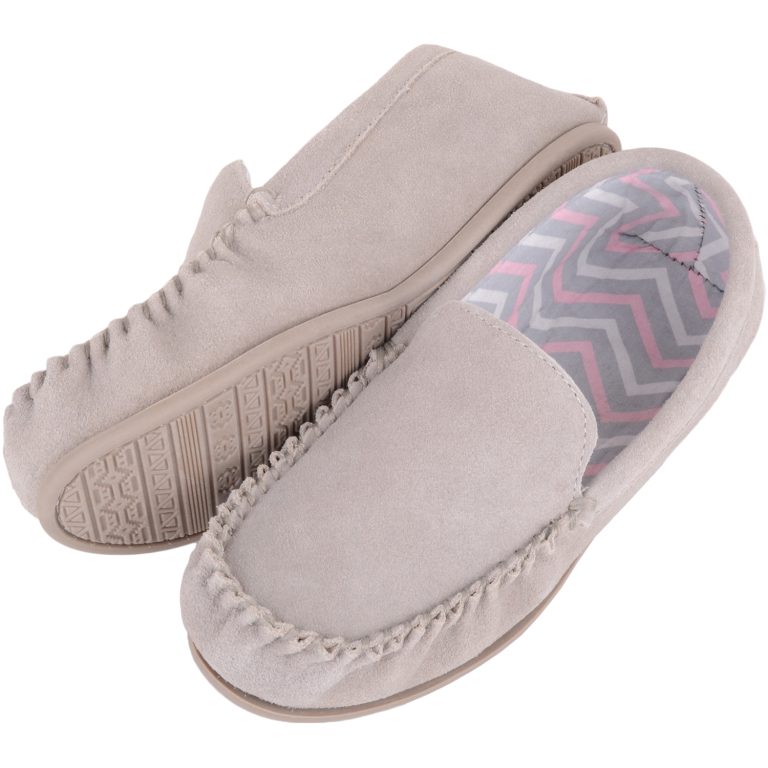 Snugrugs Ladies Fabric Lined Suede Moccasins – Ffion
