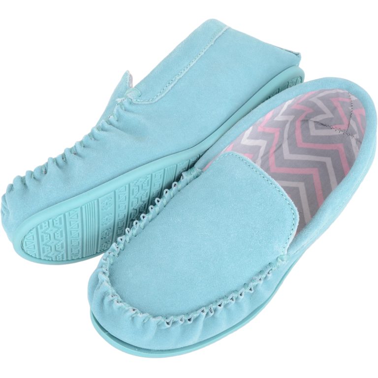 Snugrugs Ladies Fabric Lined Suede Moccasins – Ffion