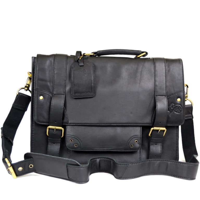 snugrugs Leather Briefcase – Black