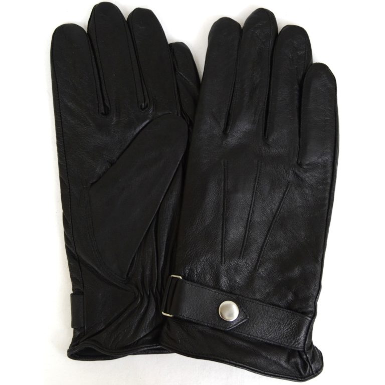snugrugs Leather Gloves with Centre Stud – Black
