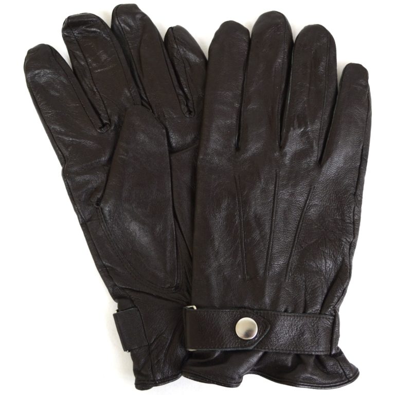 snugrugs Leather Gloves with Centre Stud – Brown