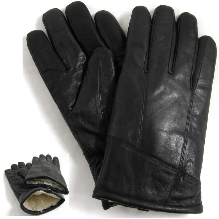 snugrugs Leather Sheepskin Gloves – Black