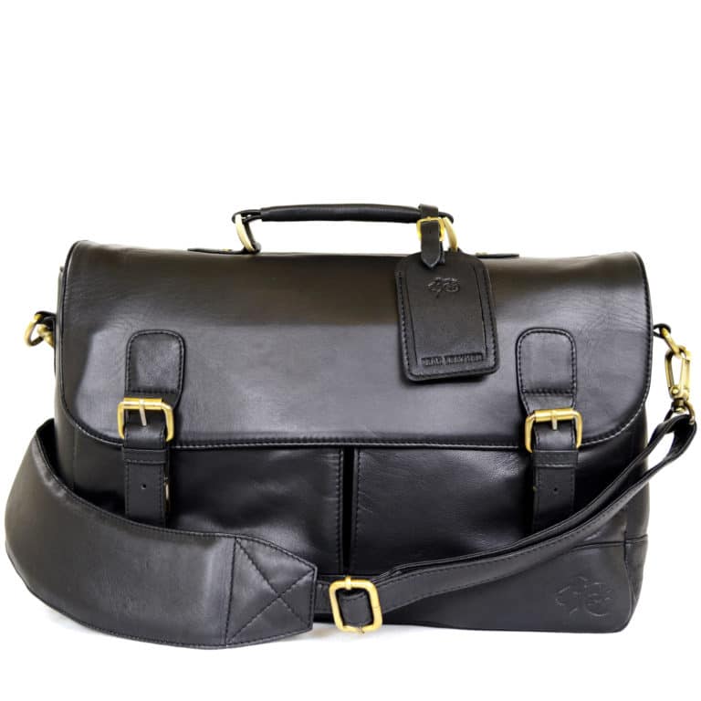 snugrugs Men’s Leather Satchel Bag – Black