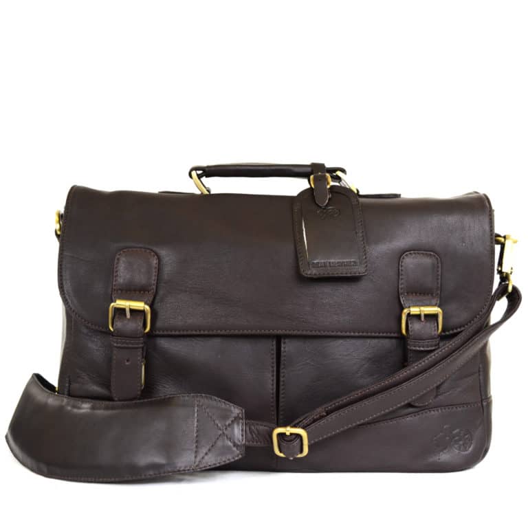 snugrugs Men’s Leather Satchel Bag – Brown