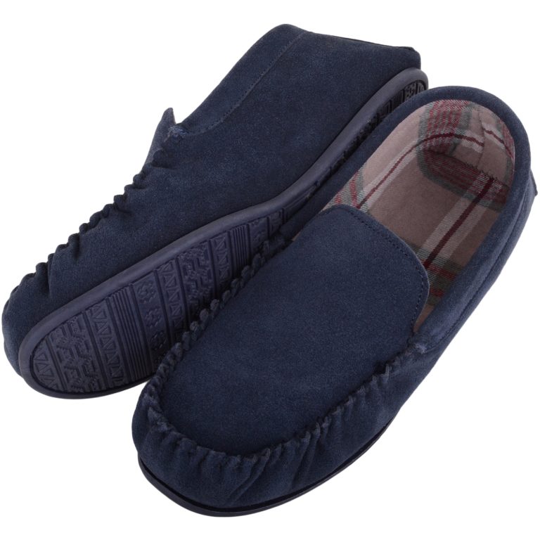 Snugrugs Suede Fabric Lined Moccasin Hard Sole – Harris