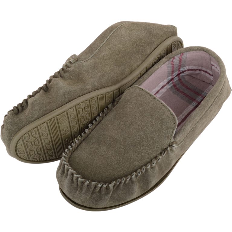 Snugrugs Suede Fabric Lined Moccasin Hard Sole – Harris