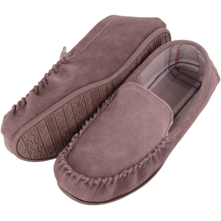 Snugrugs Suede Fabric Lined Moccasin Hard Sole – Harris