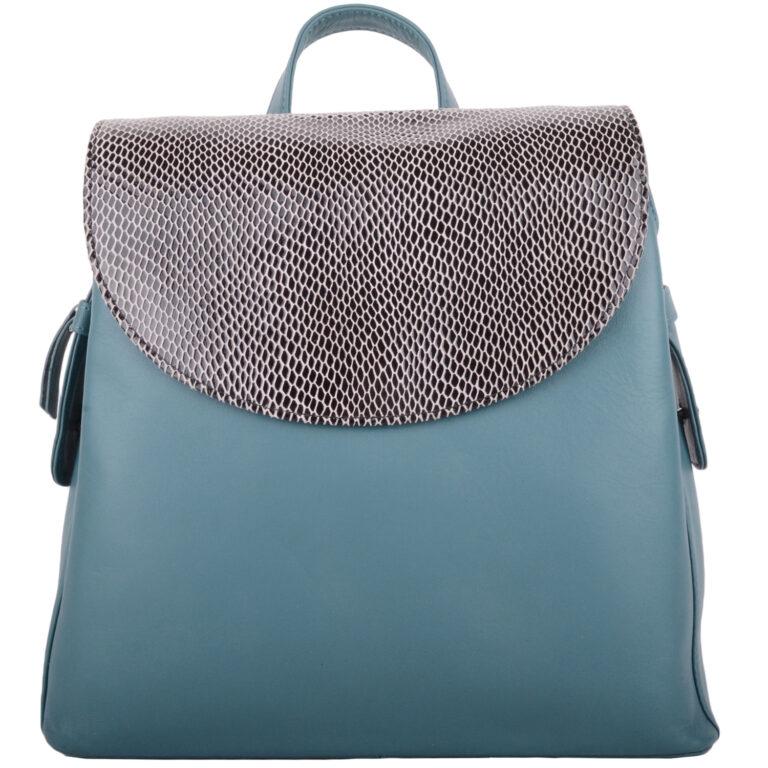 snugrugs Womens Smooth Genuine Leather Backpack Rucksack with Snakeskin Flap Panel