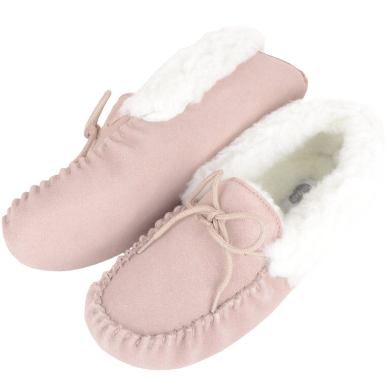 Snugrugs Wool Lined Suede Moccasins Wool Cuff Soft Sole