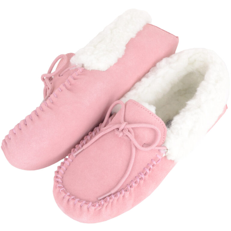 Snugrugs Wool Lined Suede Moccasins Wool Cuff Soft Sole