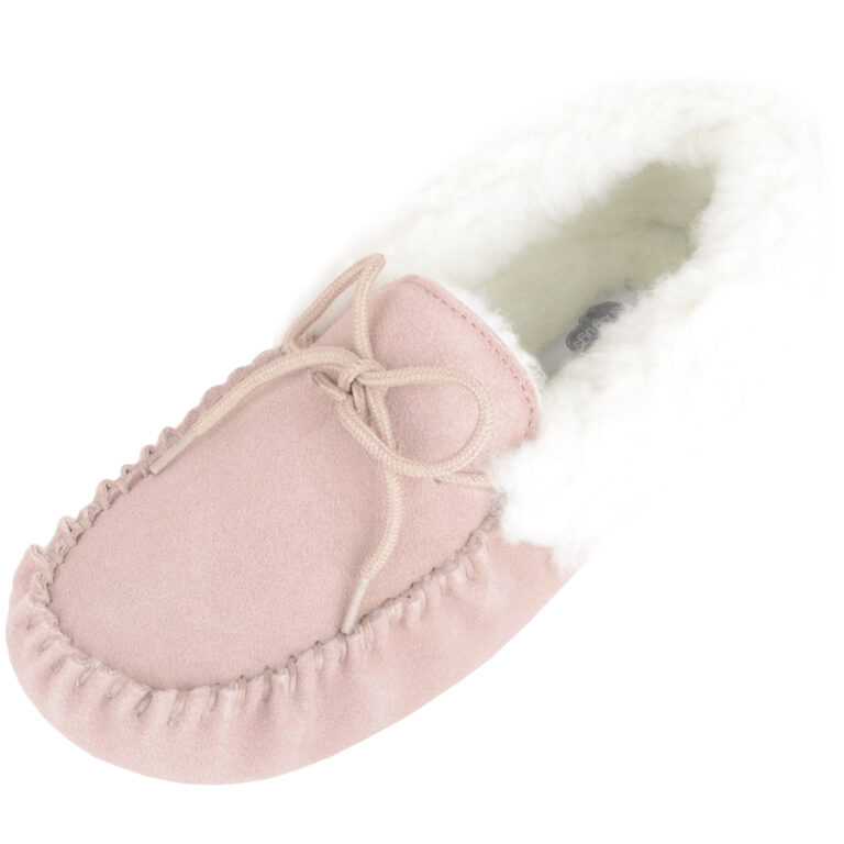 snugrugs Wool Lined Suede Moccasins Wool Cuff Soft Sole