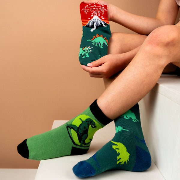 Sock It To Me Dinosaur Days Youth Crew Socks 3-Pack