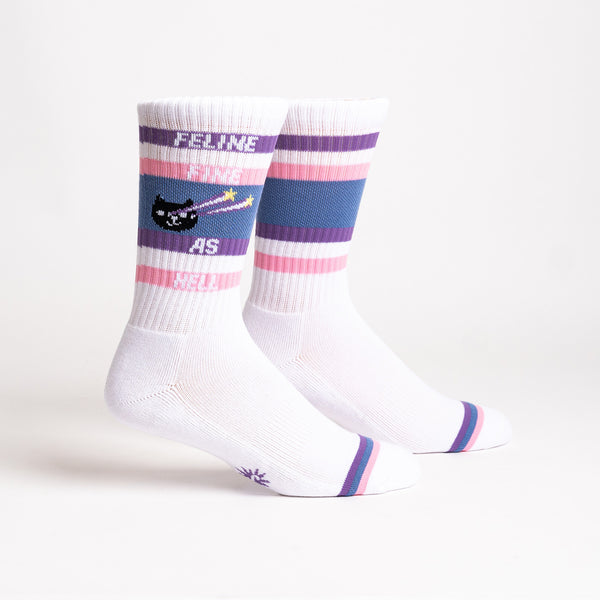 Sock It To Me Feline Fine As Hell Ribbed Crew Socks