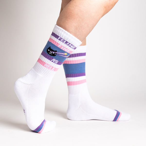 sock it to me Feline Fine as Hell Ribbed Crew Socks