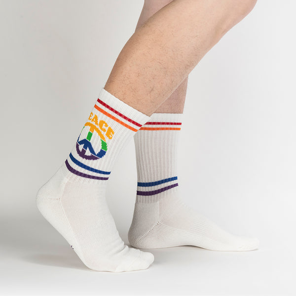 sock it to me Give Peace a Chance Ribbed Crew Socks