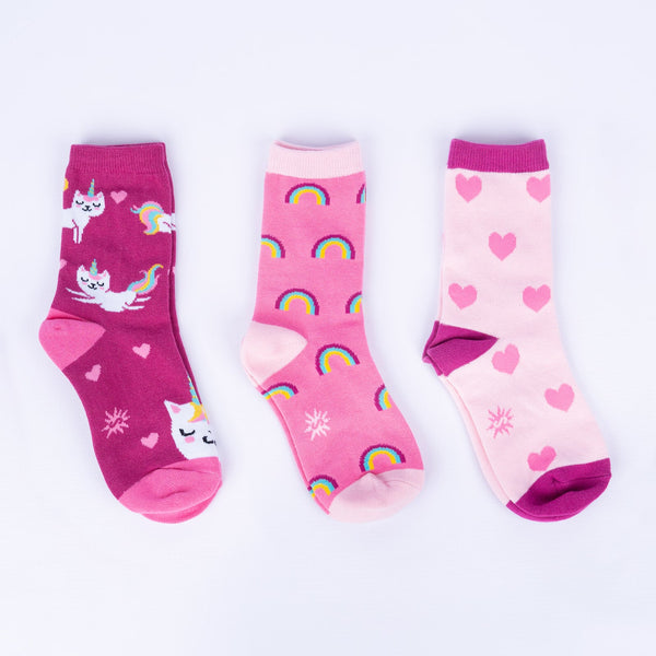 sock it to me Look At Me Meow Junior Crew Socks 3-Pack