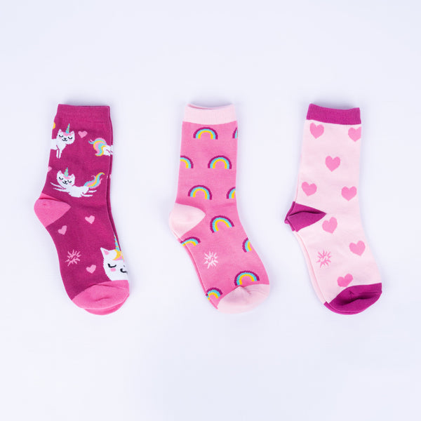 sock it to me Look At Me Meow Youth Crew Socks 3-Pack