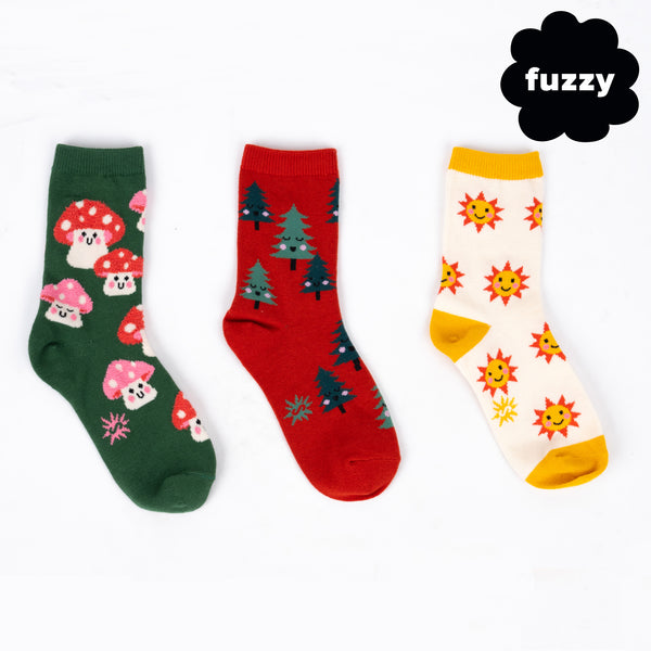 sock it to me Mellow Mushrooms Junior Crew Socks 3-Pack
