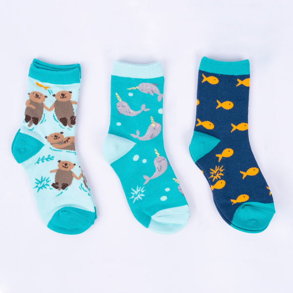 sock it to me My Otter Half Youth Crew Socks 3-Pack