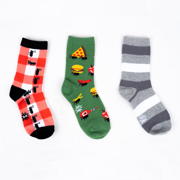 sock it to me Picnic Crashers Youth Crew Socks 3-Pack