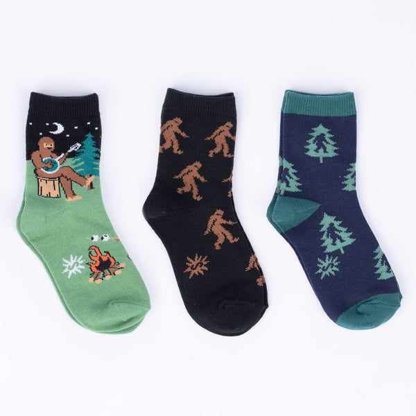 sock it to me Sasquatch Campout Junior Crew Socks 3-Pack